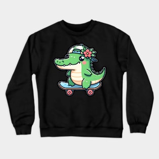 Crocodile Skateboarding Crewneck Sweatshirt